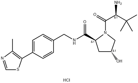 (2S,4R)-1-((S)-2-amino-3,3-dimethylbutanoyl)-4-hydroxy-N-(4-(4-methylthiazol-5-yl)benzyl)pyrrolidine-2-carboxamide hydrochloride 구조식 이미지