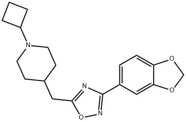 Piperidine, 4-[[3-(1,3-benzodioxol-5-yl)-1,2,4-oxadiazol-5-yl]methyl]-1-cyclobutyl- Structure