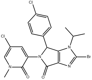 2-bromo-5-(5-chloro-1-methyl-2-oxo-1,2-dihydropyridin-3-yl)-6-(4-chlorophenyl)-1-isopropyl-5,6-dihydropyrrolo[3,4-d]imidazol-4(1H)-one 구조식 이미지