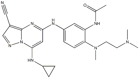 N-[5-[[3-cyano-7-(cyclopropylamino)pyrazolo[1,5-a]pyrimidin-5-yl]amino]-2-[2-(dimethylamino)ethyl-methylamino]phenyl]acetamide Structure