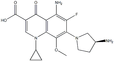 3-Quinolinecarboxylicacid,5-amino-7-(3-amino-1-pyrrolidinyl)-1-cyclopropyl-6-fluoro-1,4-dihydro-8-methoxy-4-oxo-,(S)- (9CI) Structure