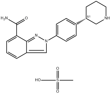 (S)-2-(4-(piperidin-3-yl)phenyl)-2H-indazole-7-carboxamide methanesulfonate Structure