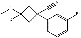 1-(3-BROMOPHENYL)-3,3-DIMETHOXYCYCLOBUTANE-1-CARBONITRILE 구조식 이미지