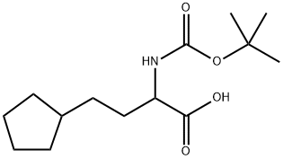 2-((tert-butoxycarbonyl)amino)-4-cyclopentylbutanoic acid 구조식 이미지