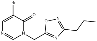 5-bromo-3-((3-propyl-1,2,4-oxadiazol-5-yl)methyl)pyrimidin-4(3H)-one 구조식 이미지