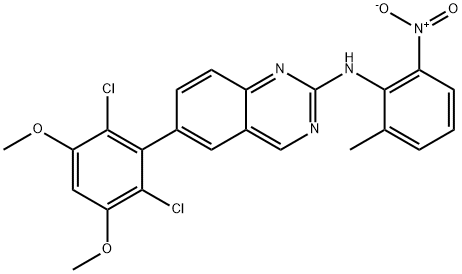 6-(2,6-dichloro-3,5-dimethoxyphenyl)-N-(2-methyl-6-nitrophenyl)quinazolin-2-amine 구조식 이미지