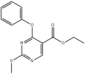 5-Pyrimidinecarboxylicacid, 2-(methylthio)-4-phenoxy-, ethyl ester Structure