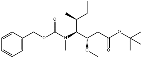 Heptanoic acid, 3-methoxy-5-methyl-4-[methyl[(phenylmethoxy)carbonyl]amino]-, 1,1-dimethylethyl ester, [3S-(3R*,4R*,5R*)]- (9CI) Structure
