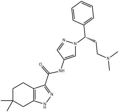 N-[1-[(1S)-3-(dimethylamino)-1-phenylpropyl]pyrazol-4-yl]-6,6-dimethyl-1,4,5,7-tetrahydroindazole-3-carboxamide 구조식 이미지