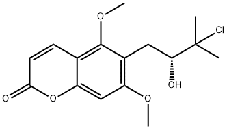 (+)-6-(3-Chloro-2-hydroxy-3-methylbutyl)-5,7-dimethoxycoumarin Structure