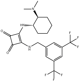 3-((3,5-bis(trifluoromethyl)benzyl)amino)-4-(((1S,2S)-2-(dimethylamino)cyclohexyl)amino)cyclobut-3-ene-1,2-dione Structure