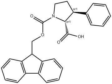 (2S,3R)-1-(((9H-fluoren-9-yl)methoxy)carbonyl)-3-phenylpyrrolidine-2-carboxylic acid Structure