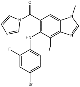 (5-((4-bromo-2-fluorophenyl)amino)-4-fluoro-1-methyl-1H-benzo[d]imidazol-6-yl)(1H-imidazol-1-yl)methanone Structure