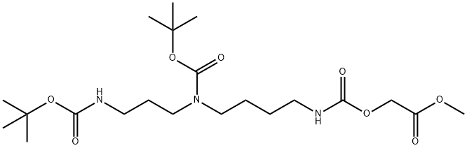 methyl 9-(tert-butoxycarbonyl)-2,2-dimethyl-4,15-dioxo-3,16-dioxa-5,9,14-triazaoctadecan-18-oate 구조식 이미지