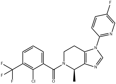 (R)-(2-CHLORO-3-(TRIFLUOROMETHYL)PHENYL)(1-(5-FLUOROPYRIDIN-2-YL)-4-METHYL-1,4,6,7-TETRAHYDRO-5H-IMIDAZO[4,5-C]PYRIDIN-5-YL)METHANONE Structure