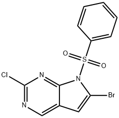 7-(benzenesulfonyl)-6-bromo-2-chloro-7H-pyrrolo[2,3-d]pyrimidine 구조식 이미지