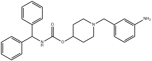 Carbamic acid, (diphenylmethyl)-, 1-[(3-aminophenyl)methyl]-4-piperidinyl ester 구조식 이미지