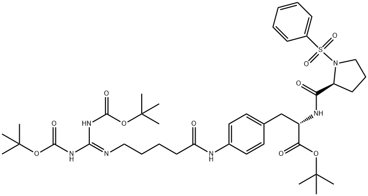 (S)-tert-butyl 3-(4-(5-((Z)-2,3-bis(tert-
butoxycarbonyl)guanidino)pentanamido)phenyl)-2-((S)-1-(phenylsulfonyl)pyrrolidine-2-carboxamido)propanoate Structure