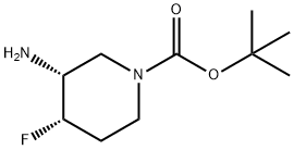 1-Piperidinecarboxylic acid, 3-amino-4-fluoro-, 1,1-dimethylethyl ester, (3R,4S)- Structure