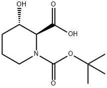 (2S,3S)-1-(tert-butoxycarbonyl)-3-hydroxypiperidine-2-carboxylic acid 구조식 이미지