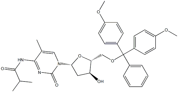 5'-O-(4,4'-Dimethoxytrityl)-N4-Isobutyryl-5-Methyl-2'-deoxycytidine 구조식 이미지