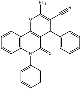 2-Amino-5-oxo-4,6-diphenyl-5,6-dihydro-4H-pyrano[3,2-c]quinoline-3-carbonitrile 구조식 이미지