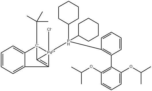 Chloro(1-t-butylindenyl)[2-(dicyclohexylphosphino)-2',6'-di-i-propoxy-1,1'-biphenyl]palladium(II) Structure