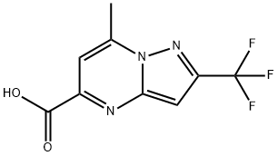 7-Methyl-2-trifluoromethyl-pyrazolo[1,5-a]pyrimidine-5-carboxylic acid 구조식 이미지