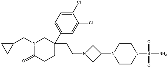 1-Piperazinesulfonamide, 4-[1-[2-[1-(cyclopropylmethyl)-3-(3,4-dichlorophenyl)-6-oxo-3-piperidinyl]ethyl]-3-azetidinyl]- Structure