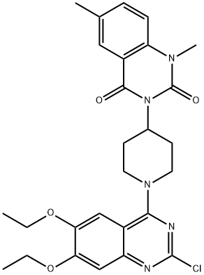 3-(1-(2-chloro-6,7-diethoxyquinazolin-4-yl)piperidin-4-yl)-1,6-dimethylquinazoline-2,4(1H,3H)-dione Structure