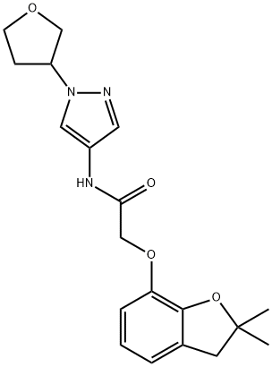 2-[(2,2-dimethyl-3H-1-benzofuran-7-yl)oxy]-N-[1-(oxolan-3-yl)pyrazol-4-yl]acetamide Structure