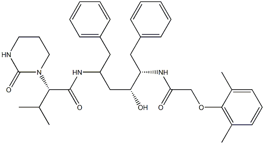 (2S)-N-[(2S,4R,5S)-5-[[2-(2,6-dimethylphenoxy)acetyl]amino]-4-hydroxy-1,6-diphenylhexan-2-yl]-3-methyl-2-(2-oxo-1,3-diazinan-1-yl)butanamide Structure