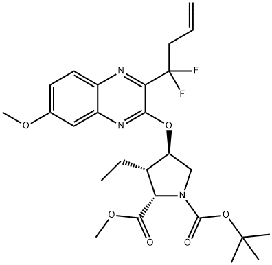 (2S,3S,4R)-1-tert-butyl 2-methyl 4-((3-(1,1-difluorobut-3-en-1-yl)-7-ethoxyquinoxalin-2-yl)oxy)-3-ethylpyrrolidine-1,2-dicarboxylate 구조식 이미지
