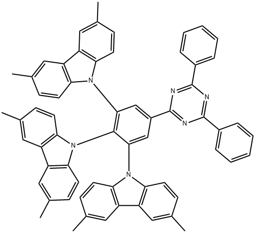 9,9',9''-(5-(4,6-diphenyl-1,3,5-triazin-2-yl)benzene-1,2,3-triyl) tris(3,6-dimethyl-9H-carbazole) 구조식 이미지