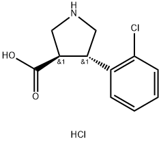 trans-4-(2-Chlorophenyl)pyrrolidine-3-carboxylic acid hydrochloride 구조식 이미지