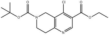 6-(tert-butyl) 3-ethyl 4-chloro-7,8-dihydro-1,6-naphthyridine-3,6(5H)-dicarboxylate Structure