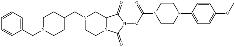 7-((1-Benzylpiperidin-4-yl)methyl)-1,3-dioxohexahydroimidazo[1,5-a]pyrazin-2(3H)-yl 4-(4-methoxyphenyl)piperazine-1-carboxylate 구조식 이미지