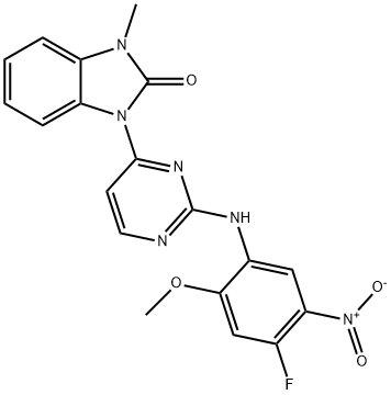 1-(2-((4-fluoro-2-methoxy-5-nitrophenyl)amino)pyrimidin-4-yl)-3-methyl-1,3-dihydro-2H-benzo[d]imidazol-2-one 구조식 이미지