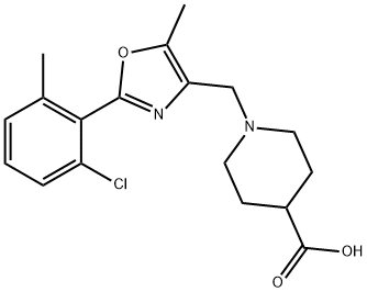 1-((2-(2-chloro-6-methylphenyl)-5-methyloxazol-4-yl)methyl)piperidine-4-carboxylic acid Structure