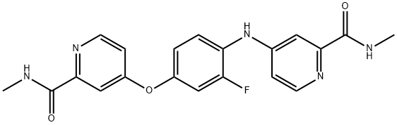 4-[2-fluoro-4-[2-(methylcarbamoyl)pyridin-4-yl]oxyanilino]-N-methylpyridine-2-carboxamide Structure