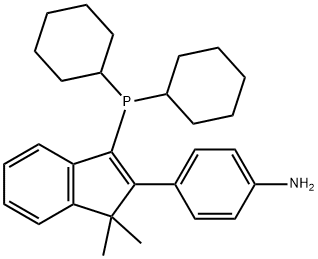 4-[3-(dicyclohexylphosphino)-1,1-dimethyl-1H-inden-2-yl]Benzenamine Structure