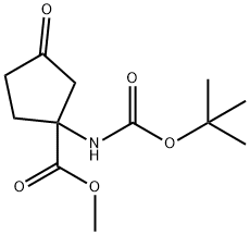 methyl 1-(tert-butoxycarbonylamino)-3-oxocyclopentanecarboxylate 구조식 이미지