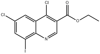 3-Quinolinecarboxylic acid, 4,6-dichloro-8-iodo-,ethyl ester 구조식 이미지