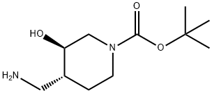 tert-Butyl (3R,4R)-4-(aminomethyl)-3-hydroxypiperidine-1-carboxylate 구조식 이미지