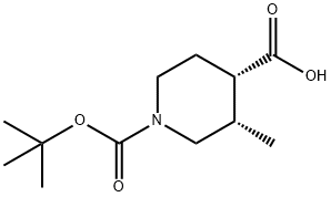 1,4-Piperidinedicarboxylic acid, 3-methyl-, 1-(1,1-dimethylethyl) ester, (3S,4S)- Structure