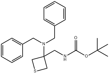 tert-butyl ((3-(dibenzylamino)thietan-3-yl)methyl)carbamate 구조식 이미지