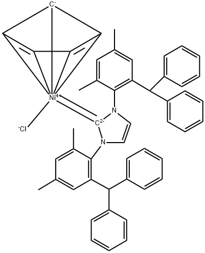 Chloro(cyclopentadienyl){1,3-bis[2-(diphenylmethyl)-4,6-dimethylphenyl]1H-imidazolium}nickel(II) Structure