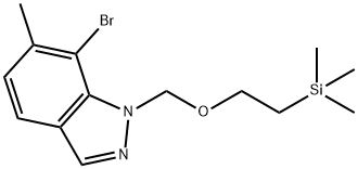 7-Bromo-6-methyl-1-((2-(trimethylsilyl)ethoxy)methyl)-1H-indazole 구조식 이미지