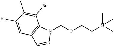 5,7-Dibromo-6-methyl-1-((2-(trimethylsilyl)ethoxy)methyl)-1H-indazole 구조식 이미지
