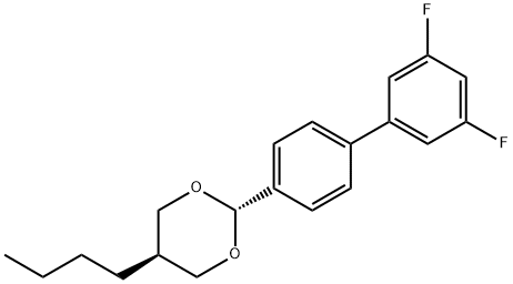 1,3-Dioxane, 5-butyl-2-(3',5'-difluoro[1,1'-biphenyl]-4-yl)-, trans- 구조식 이미지